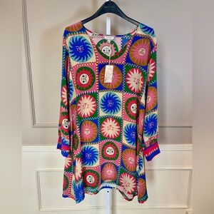 Johnny Was NWT XXL Lionora Silk Swing Dress Sun Print STILL IN STORES $378 MSRP